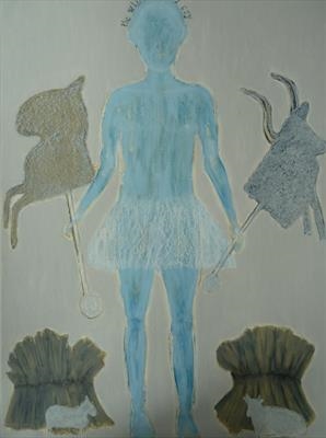 boyblue by Sally Hunton, Painting, Wax and Oil Stick on Paper