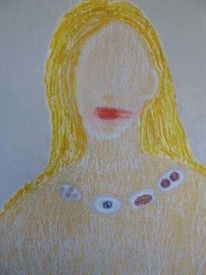 woman number one by Sally Hunton, Painting, Wax and Oil Stick on Paper